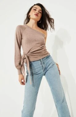 One Sleeve Side Wrap Sweater -Astr The Label Shop 211103 ASTR NEW YEAR KNITS 0259