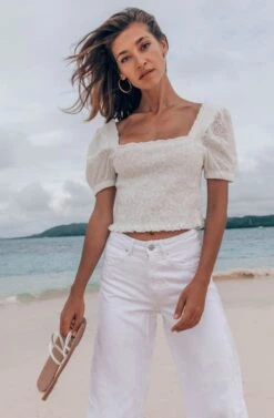 Hudson Puff Sleeve Smocked Top -Astr The Label Shop A58A6491