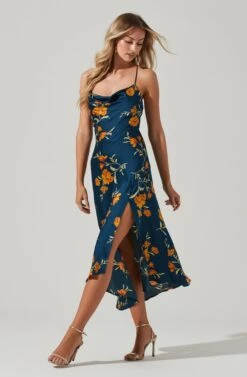 Gaia Floral Midi Dress 28 Gaia Floral Midi Dress -Astr The Label Shop ACDR100133D DARKTEAL GOLDFRL 3