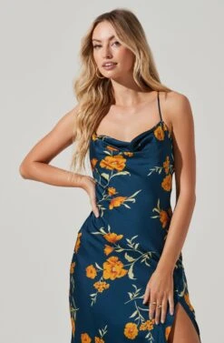 Gaia Floral Midi Dress 27 Gaia Floral Midi Dress -Astr The Label Shop ACDR100133D DARKTEAL GOLDFRL 4