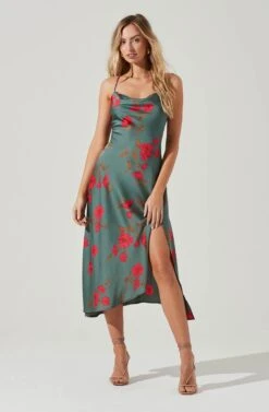 Gaia Floral Midi Dress 32 Gaia Floral Midi Dress -Astr The Label Shop ACDR100133D TEAL RASPBERRYFLORAL 1