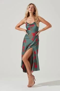 Gaia Floral Midi Dress 34 Gaia Floral Midi Dress -Astr The Label Shop ACDR100133D TEAL RASPBERRYFLORAL 2