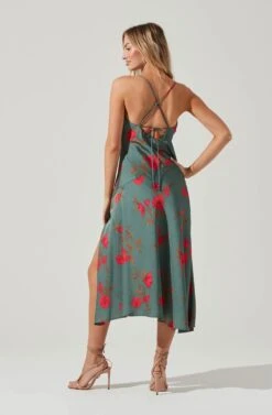 Gaia Floral Midi Dress 37 Gaia Floral Midi Dress -Astr The Label Shop ACDR100133D TEAL RASPBERRYFLORAL 5