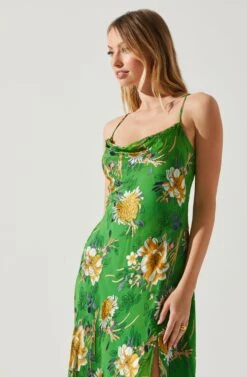 Gaia Floral Burnout Midi Dress -Astr The Label Shop ACDR100133F GREENPINKFLORAL 4