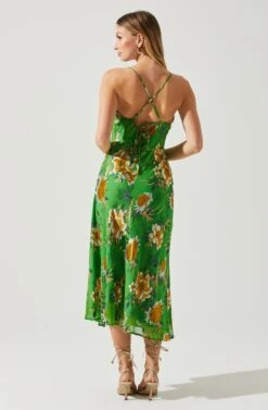 Gaia Floral Burnout Midi Dress -Astr The Label Shop ACDR100133F GREENPINKFLORAL 6