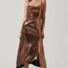 Gaia Metallic Midi Dress -Astr The Label Shop ACDR100133K BRONZE 1