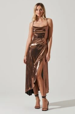 Gaia Metallic Midi Dress 11 Gaia Metallic Midi Dress -Astr The Label Shop ACDR100133K BRONZE 2
