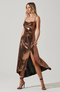 Gaia Metallic Midi Dress 10 Gaia Metallic Midi Dress -Astr The Label Shop ACDR100133K BRONZE 3