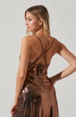 Gaia Metallic Midi Dress 12 Gaia Metallic Midi Dress -Astr The Label Shop ACDR100133K BRONZE 5