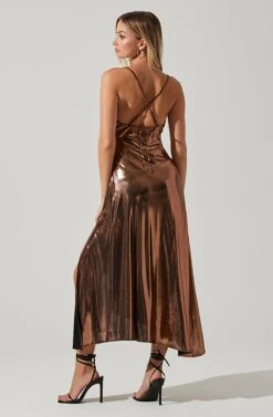 Gaia Metallic Midi Dress 13 Gaia Metallic Midi Dress -Astr The Label Shop ACDR100133K BRONZE 6