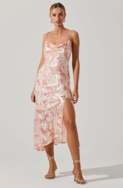 Gaia Floral Burnout Midi Dress -Astr The Label Shop ACDR100133SB PINKBURNOUT 2