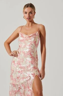 Gaia Floral Burnout Midi Dress -Astr The Label Shop ACDR100133SB PINKBURNOUT 3