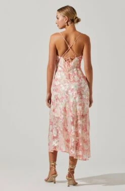 Gaia Floral Burnout Midi Dress -Astr The Label Shop ACDR100133SB PINKBURNOUT 6