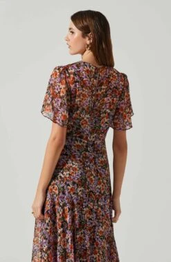 Mirella Floral Midi Dress -Astr The Label Shop ACDR100436DS ORANGEPURPLEFLORAL 5
