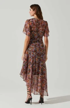 Mirella Floral Midi Dress -Astr The Label Shop ACDR100436DS ORANGEPURPLEFLORAL 6