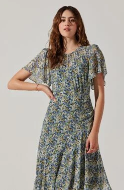 Mirella Floral Midi Dress -Astr The Label Shop ACDR100436 BLACKBLUEFLORAL 5
