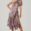 Santorini Floral One Shoulder Midi Dress 2 Santorini Floral One Shoulder Midi Dress -Astr The Label Shop ACDR100550SB LILACMULTIFLORAL 1