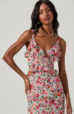 Wildflower Ruffle Cutout Midi Dress -Astr The Label Shop ACDR100906 PINKREDFLORAL 2 bc15894f f9f9 4629 8d37 8a795e7fc33d