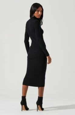 Abilene Long Sleeve Turtleneck Midi Sweater Dress -Astr The Label Shop ACDR100970 BLACK 1567 eefd65df 8edc 411f a4a5 c7dcc65e0848