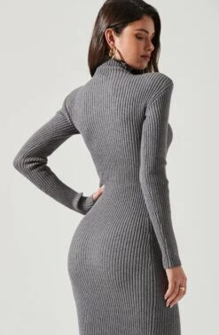 Abilene Long Sleeve Turtleneck Midi Sweater Dress -Astr The Label Shop ACDR100970 CHARCOAL 1843 b65ce296 65b8 4f37 bb40 9a9a81cd5fcb