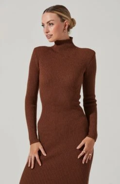 Abilene Long Sleeve Turtleneck Midi Sweater Dress -Astr The Label Shop ACDR100970 NUTMEG 10751 cac54f3b 0942 46ce 8f58 4831ce8ff214