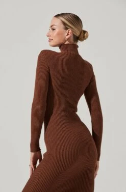 Abilene Long Sleeve Turtleneck Midi Sweater Dress -Astr The Label Shop ACDR100970 NUTMEG 10811 d43c5b95 b15d 4958 a493 093742463544