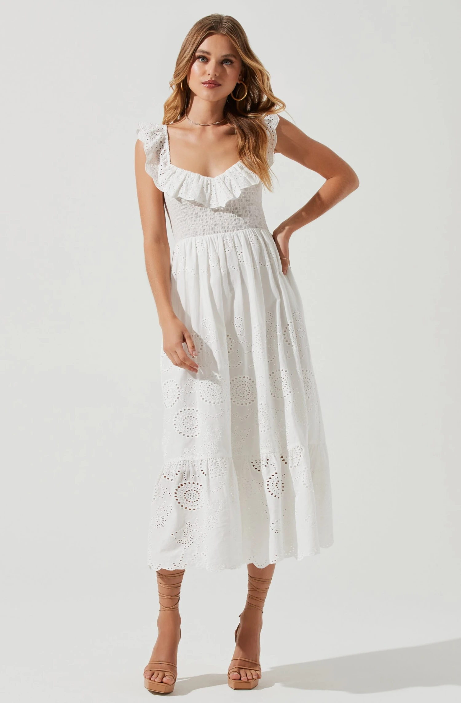 Cottage Eyelet Ruffle Midi Dress 4 Cottage Eyelet Ruffle Midi Dress - Image 2
