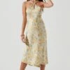 Sandrine Floral Halter Midi Dress -Astr The Label Shop ACDR101203B CREAMYELLOWFLORAL 0112