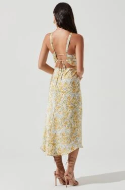 Sandrine Floral Halter Midi Dress -Astr The Label Shop ACDR101203B CREAMYELLOWFLORAL 0123