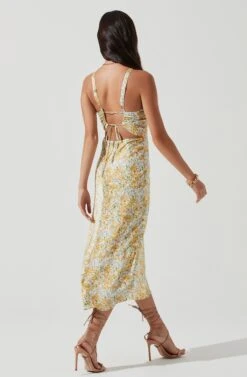 Sandrine Floral Halter Midi Dress -Astr The Label Shop ACDR101203B CREAMYELLOWFLORAL 0125