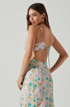 Avalee Floral Cutout Midi Dress -Astr The Label Shop ACDR101209B PINKTURQUOISEFL 3