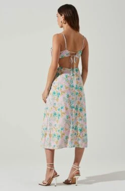 Avalee Floral Cutout Midi Dress -Astr The Label Shop ACDR101209B PINKTURQUOISEFL 4