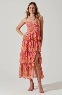 Midsummer Floral Tiered Maxi Dress 22 Midsummer Floral Tiered Maxi Dress -Astr The Label Shop ACDR101226B MAGENTAYELLOWFLRL 1
