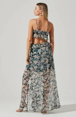 Palace Floral Cutout Ruffle Maxi Dress -Astr The Label Shop ACDR101252 BLACKMULTIFLORAL 04281