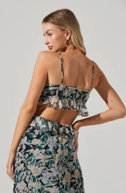 Palace Floral Cutout Ruffle Maxi Dress -Astr The Label Shop ACDR101252 BLACKMULTIFLORAL 04321