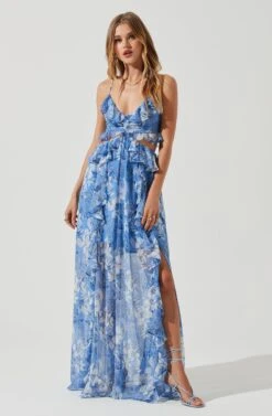 Palace Floral Cutout Ruffle Maxi Dress -Astr The Label Shop ACDR101252 BLUEWHITEFLORAL 0976 af8cbccb e647 4d61 9b78 ae28255a4fea