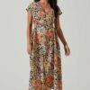 Miranda Floral Print Midi Dress 2 Miranda Floral Print Midi Dress -Astr The Label Shop ACDR101340B ORANGEBLACKFLORAL 1