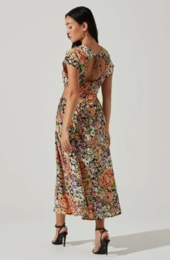 Miranda Floral Print Midi Dress -Astr The Label Shop ACDR101340B ORANGEBLACKFLORAL 5
