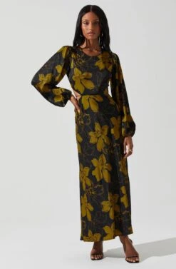 Quinn Floral Cutout Midi Dress 17 Quinn Floral Cutout Midi Dress -Astr The Label Shop ACDR101358 BLACKMUSTARDFLORAL 2