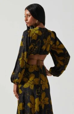 Quinn Floral Cutout Midi Dress 19 Quinn Floral Cutout Midi Dress -Astr The Label Shop ACDR101358 BLACKMUSTARDFLORAL 6