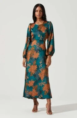 Quinn Floral Cutout Midi Dress 21 Quinn Floral Cutout Midi Dress -Astr The Label Shop ACDR101358 GREENRUSTFLORAL 2021