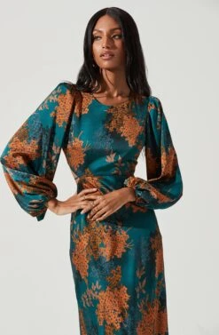 Quinn Floral Cutout Midi Dress 24 Quinn Floral Cutout Midi Dress -Astr The Label Shop ACDR101358 GREENRUSTFLORAL 2029