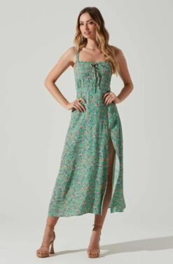 Elsie Floral Midi Dress 18 Elsie Floral Midi Dress -Astr The Label Shop ACDR101374V GREENMAGENTADITSY 1