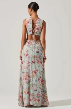 Noya Floral Cutout Maxi Dress -Astr The Label Shop ACDR101457 AQUAPINKFLORAL 6 1