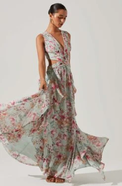Noya Floral Cutout Maxi Dress -Astr The Label Shop ACDR101457 AQUAPINKFLORAL 6 3