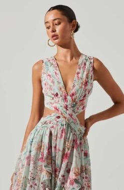 Noya Floral Cutout Maxi Dress -Astr The Label Shop ACDR101457 AQUAPINKFLORAL 6 5