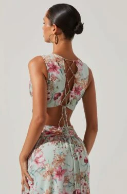 Noya Floral Cutout Maxi Dress -Astr The Label Shop ACDR101457 AQUAPINKFLORAL 6 6