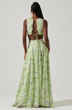 Noya Floral Cutout Maxi Dress -Astr The Label Shop ACDR101457 LIGHTGREENFLORAL 5