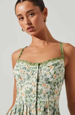 Yamila Floral Eyelet Midi Dress -Astr The Label Shop ACDR101467 OLIVEYELLOWFLORAL 4