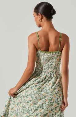 Yamila Floral Eyelet Midi Dress -Astr The Label Shop ACDR101467 OLIVEYELLOWFLORAL 5